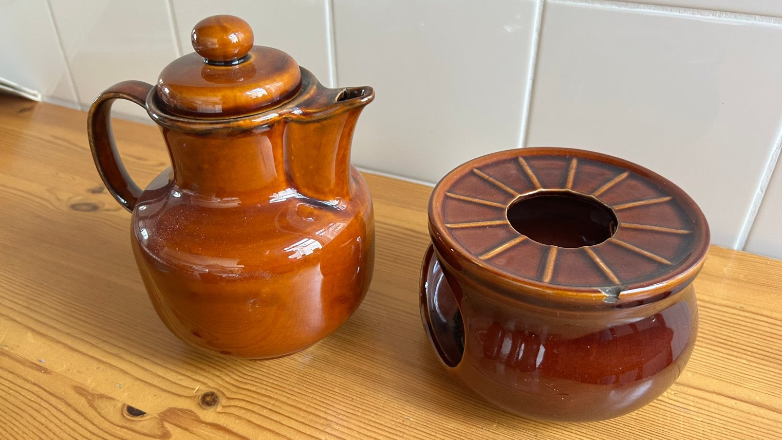 Retro vintage Colditz theepot en van Nelle theelicht houder, Ophalen of Verzenden