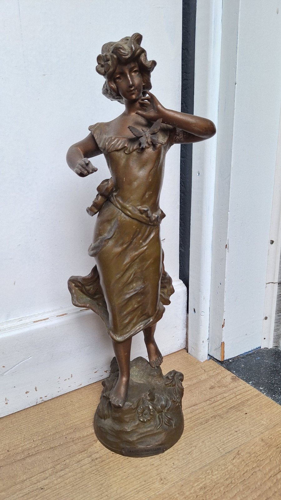 Spelter beeld van chasse aux Papillions, Ophalen of Verzenden