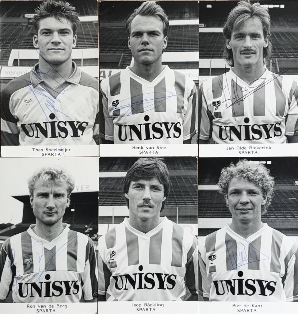 6 Spelerskaarten Sparta Rotterdam - seizoen 1987/1988, Verzamelen, Ophalen of Verzenden, Zo goed als nieuw, Sparta, Spelerskaart