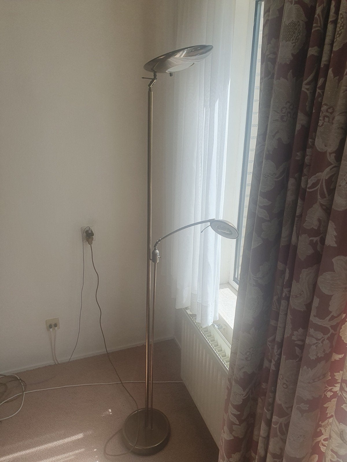 Staande lamp koperkleur, Ophalen, Metaal, Klassiek, 150 tot 200 cm