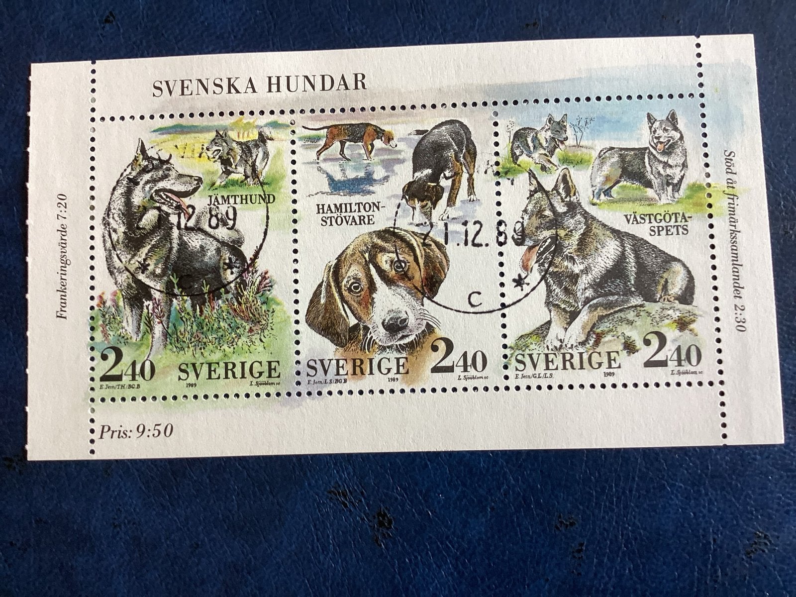 Zweden 1989- Mi.1569/71-Svenska Hundar" - Honden Thema, Ophalen of Verzenden, Gestempeld, Dier of Natuur