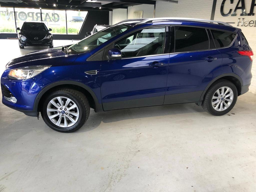 Ford Kuga 1.5 EcoBoost Titanium 150PK 2016 Cruise Clima Navi, 4 cilinders, 150 pk, Blauw, Leder en Stof