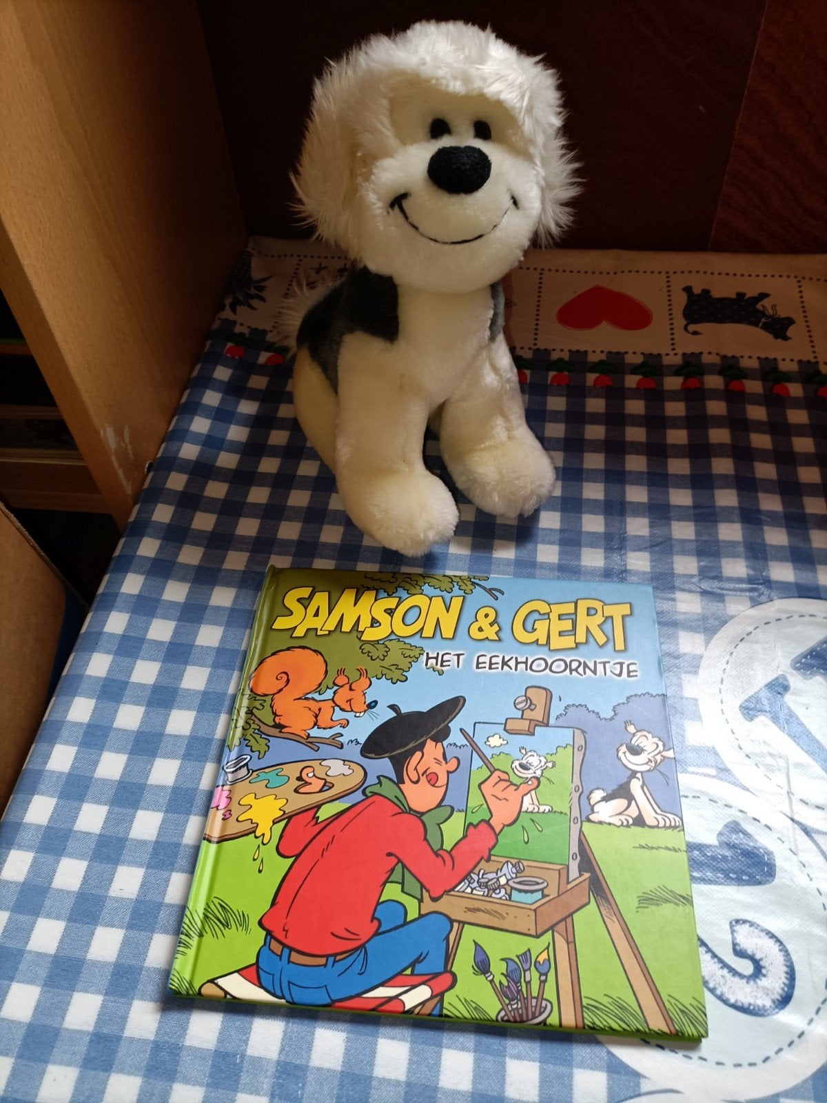 Samson knuffel 20 cm + boek Samson en Gert Het eekhoorntje, Ophalen of Verzenden, Zo goed als nieuw, Overige typen
