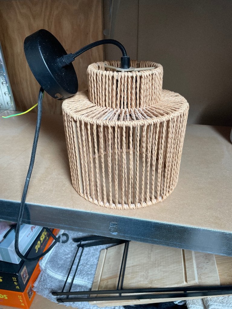 Hang lamp hip - van gevlochten touw, Huis en Inrichting, Ophalen, Natuurlijk materiaal, E27 (groot), Zo goed als nieuw