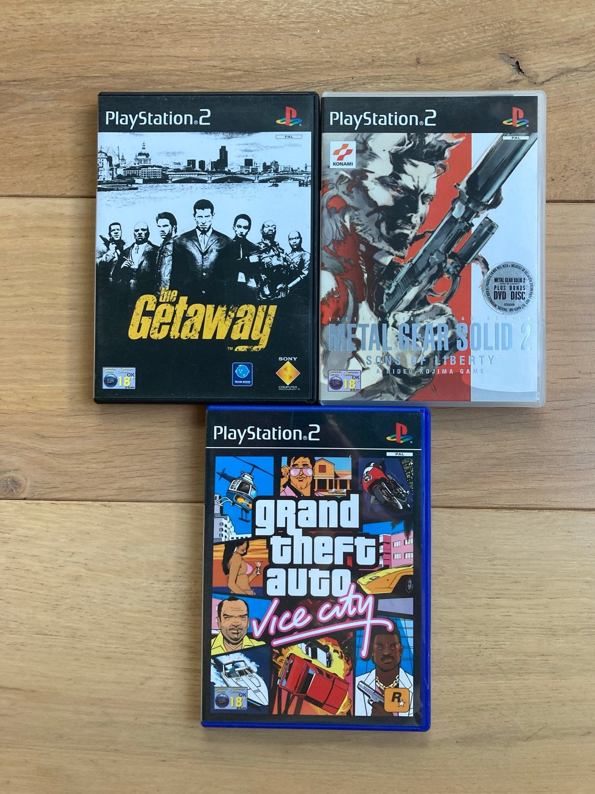 PS2 Games: GTA Vice City, Metal Gear Solid 2, The Getaway, Avontuur en Actie, Gebruikt, Vanaf 18 jaar, 1 speler