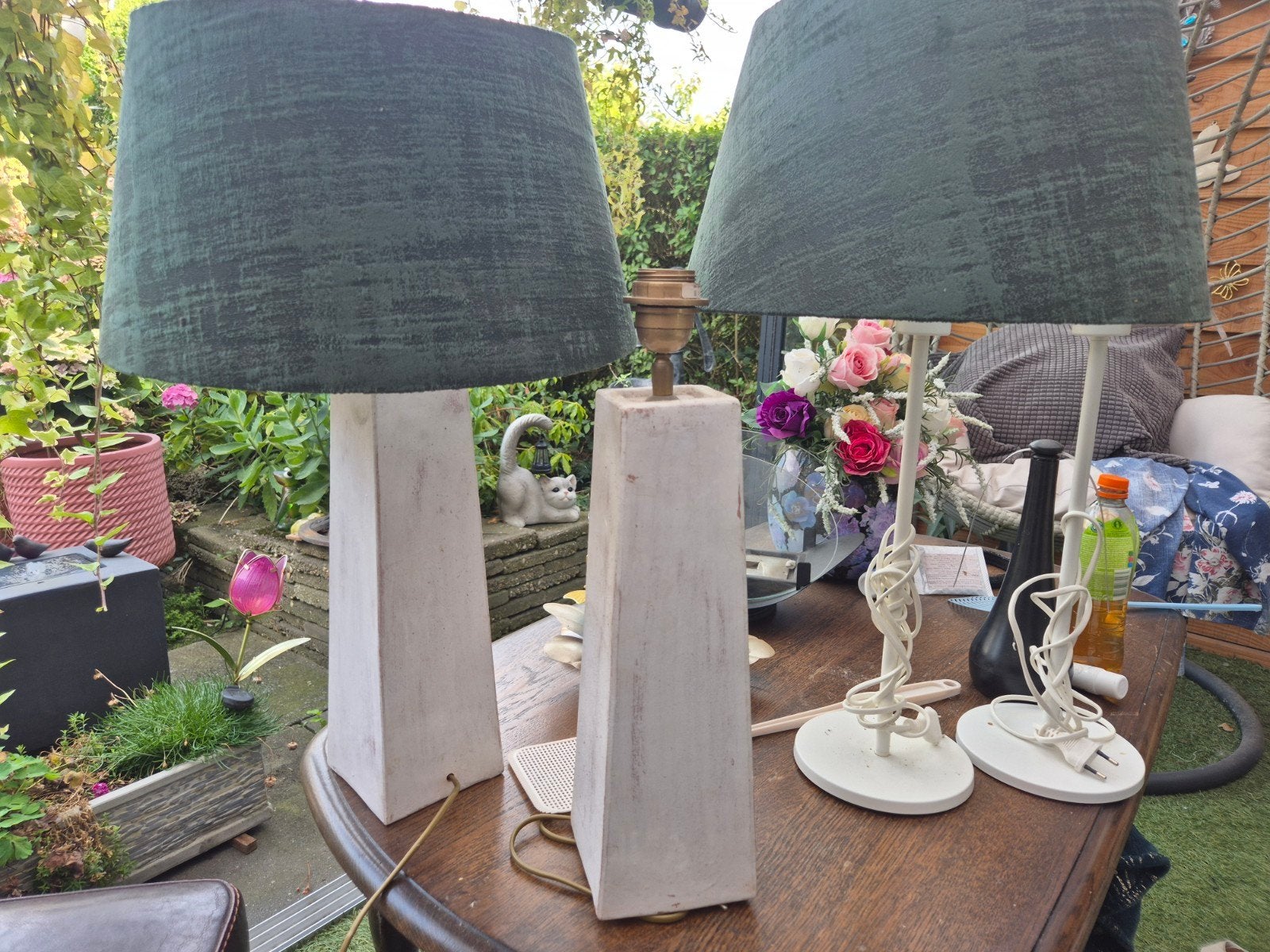 Set van 2 groene lampen met 4 standaards, Ophalen, Gebruikt, Groen