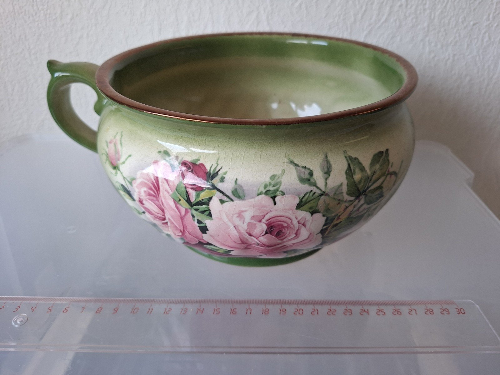 Antieke Staffordshire Ironstone Bloempot met Rozen, Antiek en Kunst, Ophalen