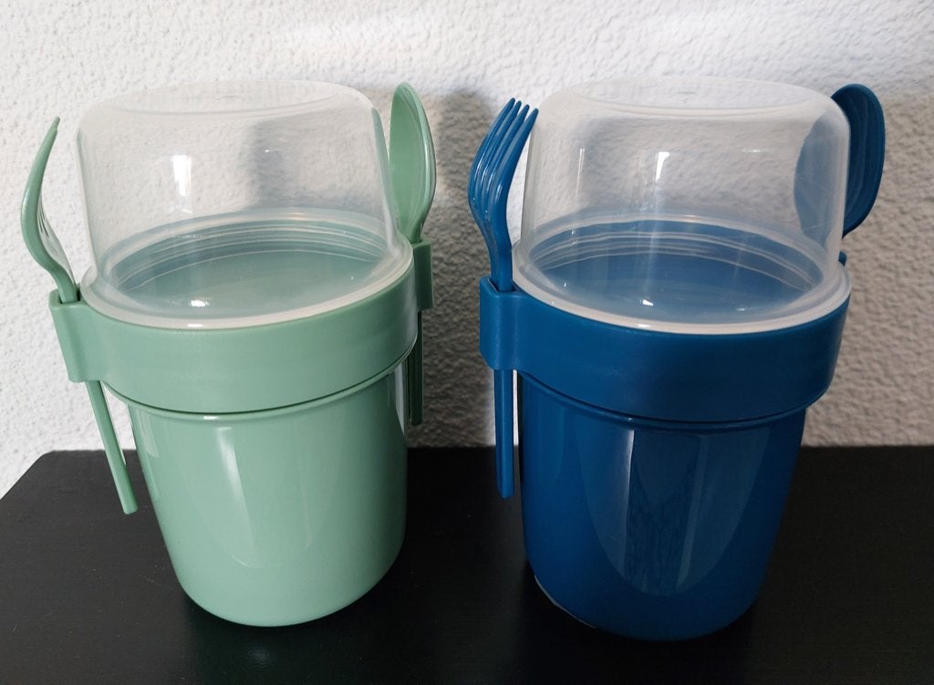 NIEUW: lunchbeker-fruitbeker 2 stuks, Kunststof, Overige typen, Nieuw, Ophalen of Verzenden