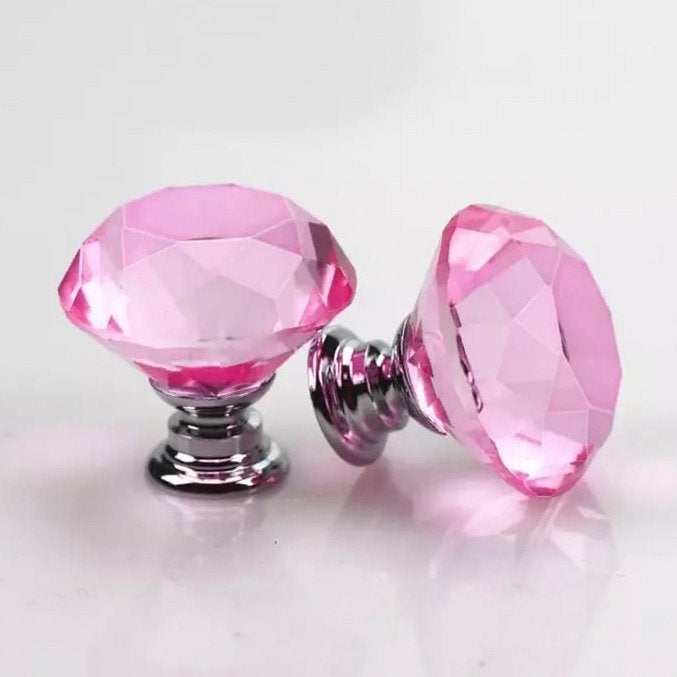 Glazen Diamant kastknop - Facet Geslepen - Roze, Almere, JoyClusive, Nieuw, Ophalen of Verzenden