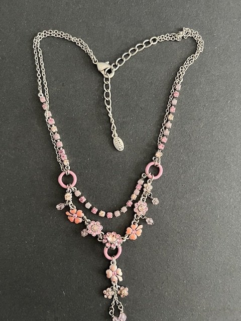 PILGRIM DANISH DESIGN ketting zilverkleur roze oranje, Overige materialen, Met hanger, Verzenden, Zo goed als nieuw