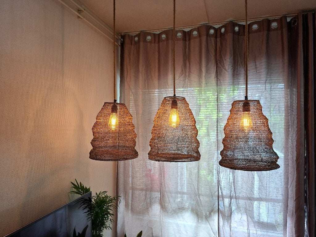 Stoere Hanglamp, Ophalen, E27 (groot), Zo goed als nieuw, Metaal