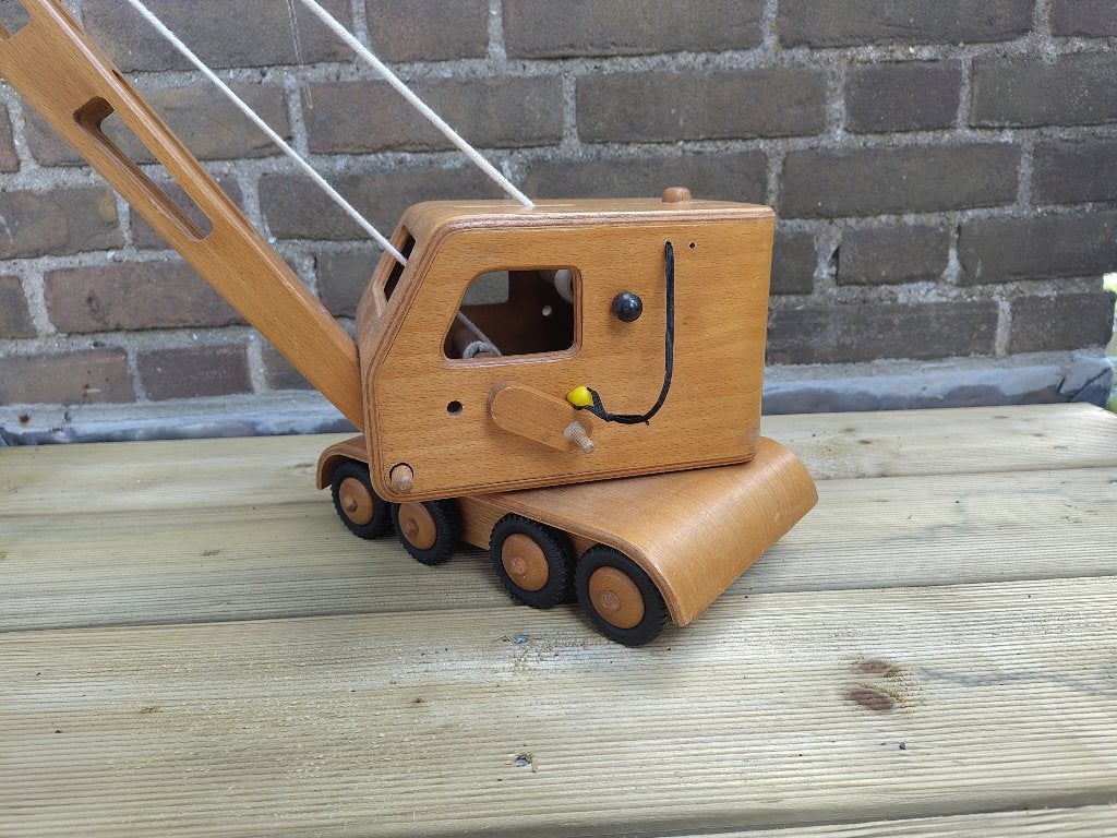 Vintage houten hijskraan Friedrich Fröbel Werdau, Ophalen, Gebruikt