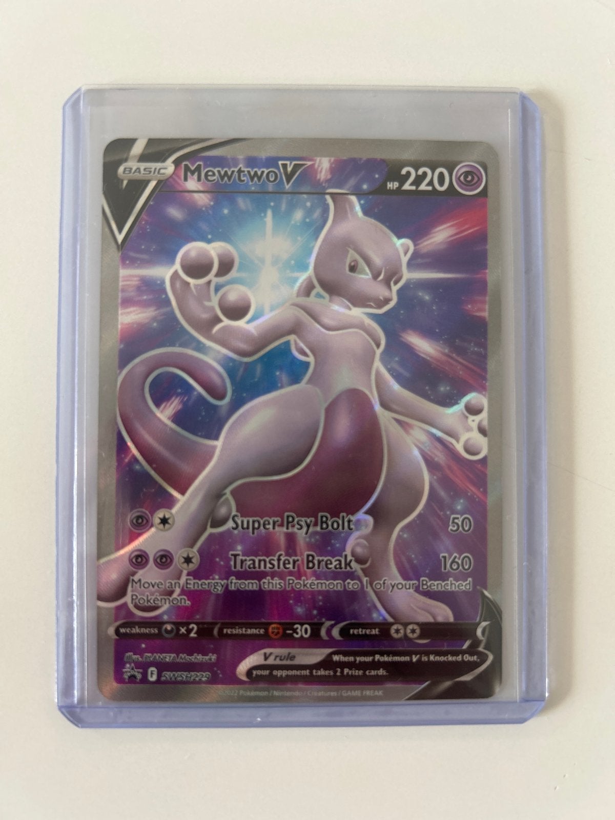Pokemonkaart Mewtwo V, Ophalen of Verzenden, Zo goed als nieuw, Losse kaart