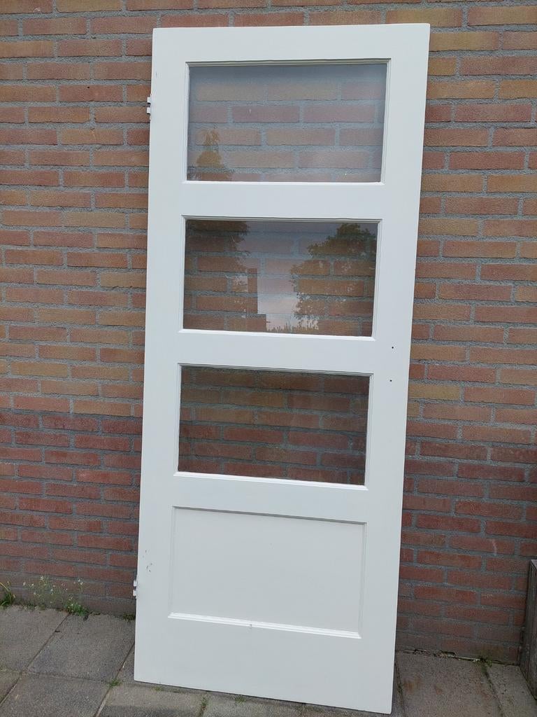 Binnendeur met glas 202x81 cm - Nette staat, Doe-het-zelf en Verbouw, Deuren en Horren, Ophalen, Gebruikt, 80 tot 100 cm, Binnendeur