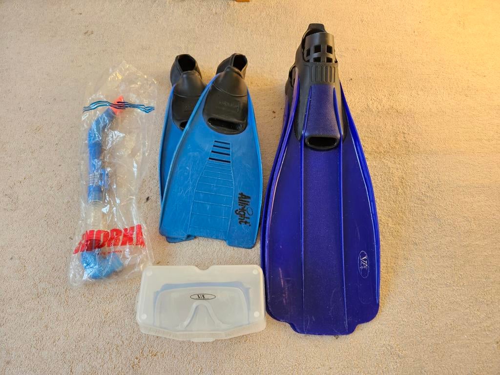 Fijne snorkelset in tas., Watersport en Boten, Ophalen of Verzenden, Zo goed als nieuw, Duikbril of Snorkel