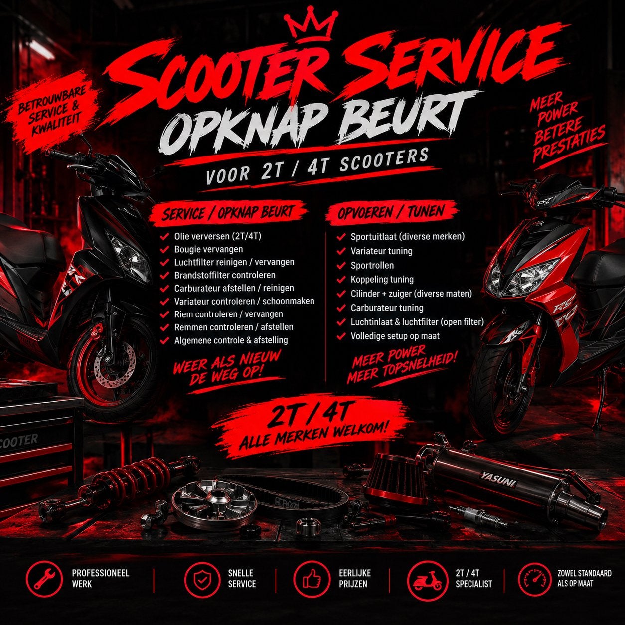 🔧 SCOOTER SERVICE – OPKNAPPEN, REPAREREN & TUNEN, Fietsen en Brommers, Ophalen, Nieuw, Benzine, Overige merken