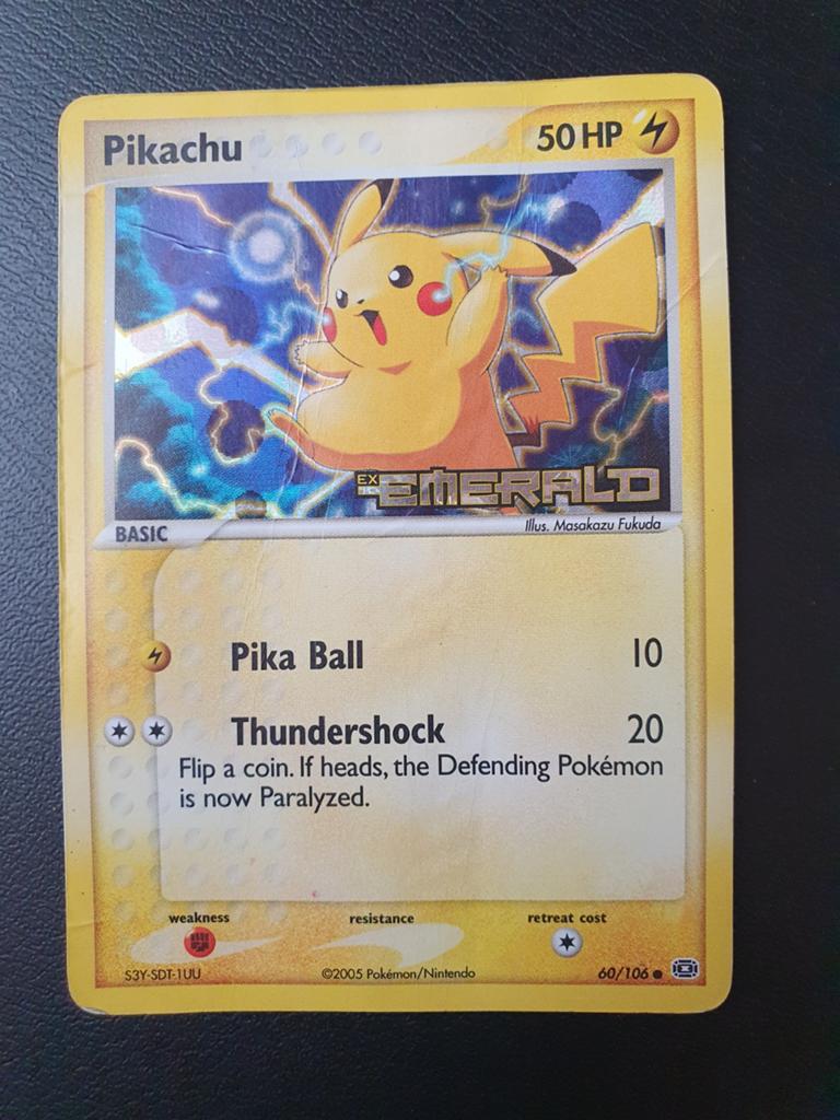 Pikachu 60/106 ex emerald holo pokemon kaart, Ophalen of Verzenden, Zo goed als nieuw