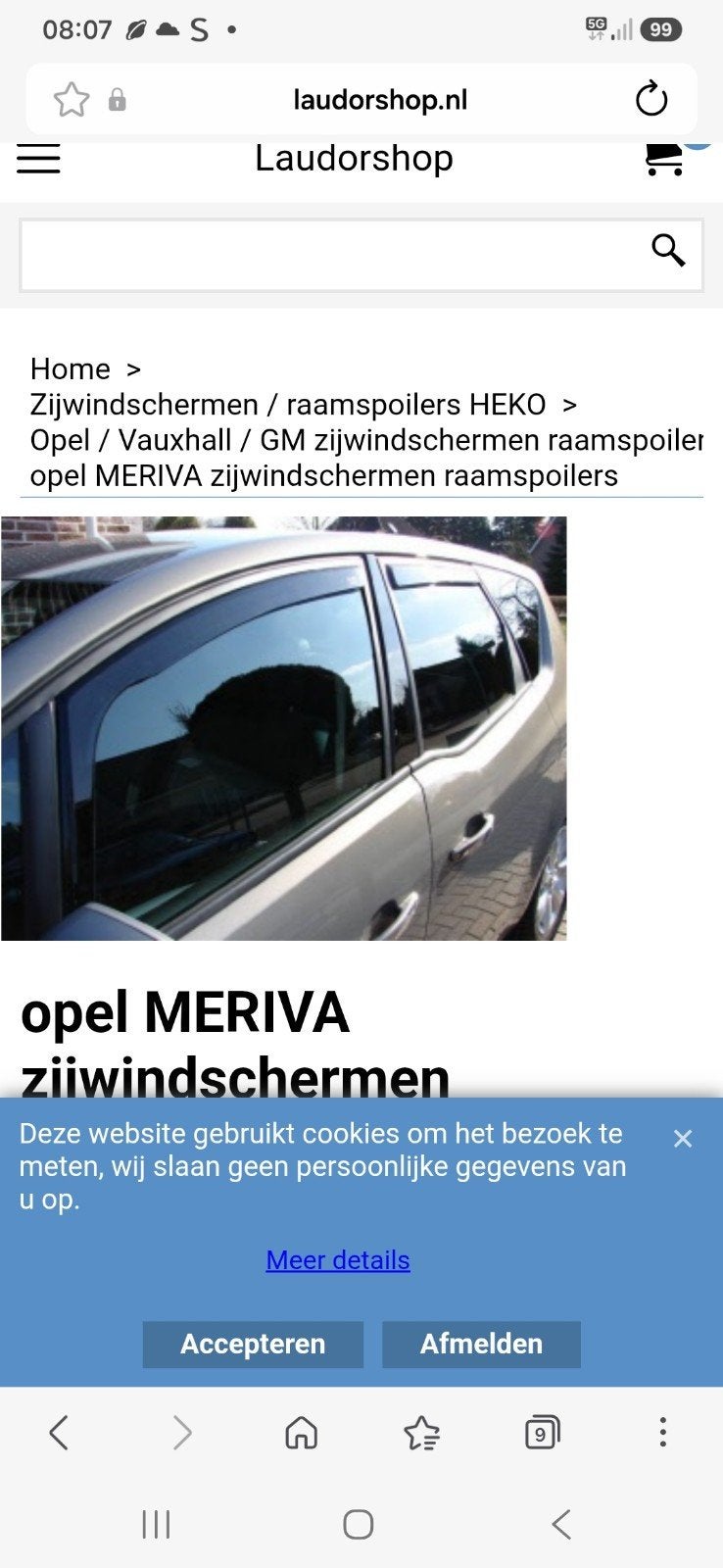 Zij windschermen  voor opel meriva, Auto-onderdelen, Ophalen of Verzenden, Opel