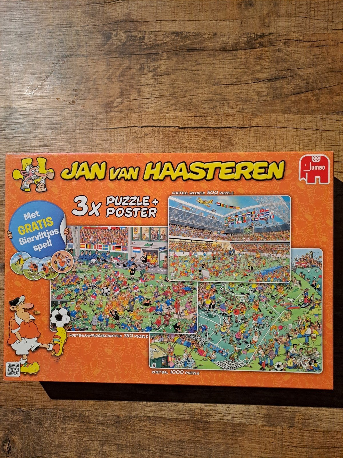 Jan van Haasteren puzzels 3 x 1000st met posters, excl. spel, Ophalen of Verzenden, 500 t/m 1500 stukjes, Zo goed als nieuw, Legpuzzel