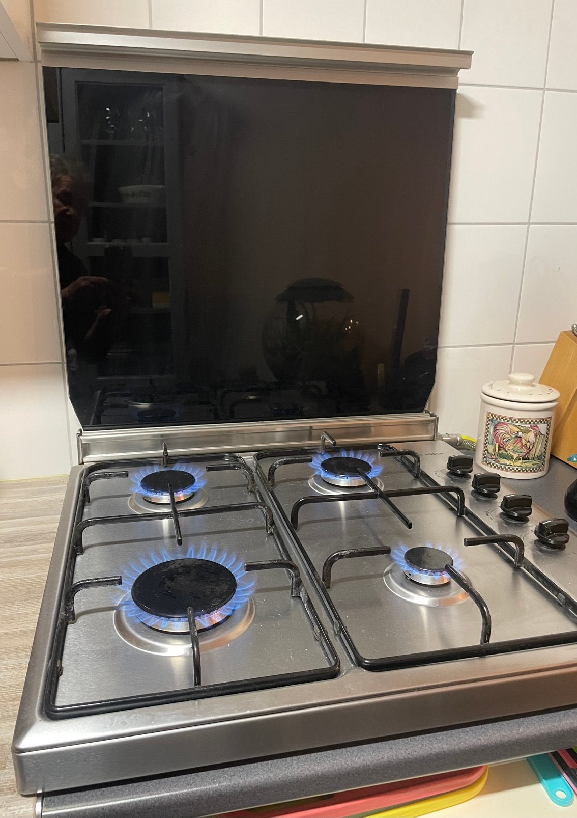 Bosch 4- pits vrijstaande gaskookplaat, Ophalen, 4 kookzones, Zo goed als nieuw, Gas
