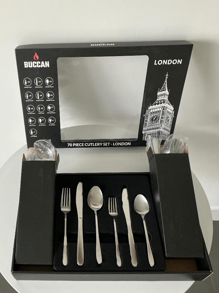 Bucchan London, Nieuwe bestek cassette 8-persoons,, Huis en Inrichting, Keuken | Bestek, Ophalen of Verzenden, Nieuw, Rvs of Chroom