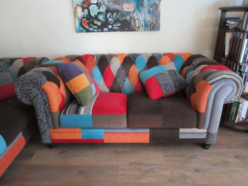 Stoffen Chesterfield banken, driezitter en tweezitter, Huis en Inrichting, Gebruikt, 75 tot 100 cm, Angelschoice@gmail.com, Ophalen