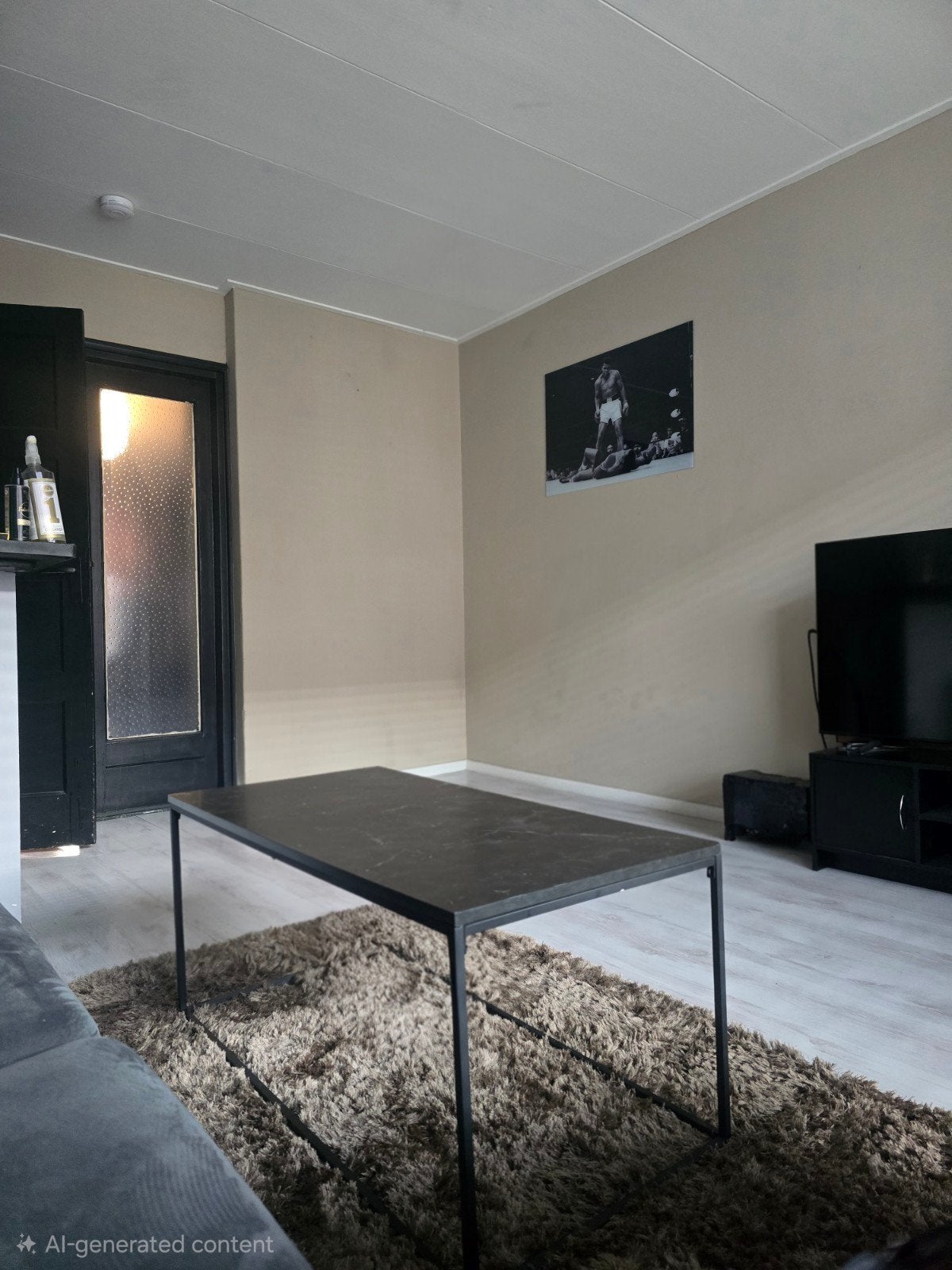 Salontafel marmerlook met zwart ijzeren frame, 100 tot 150 cm, Zo goed als nieuw, Rechthoekig, 50 tot 100 cm