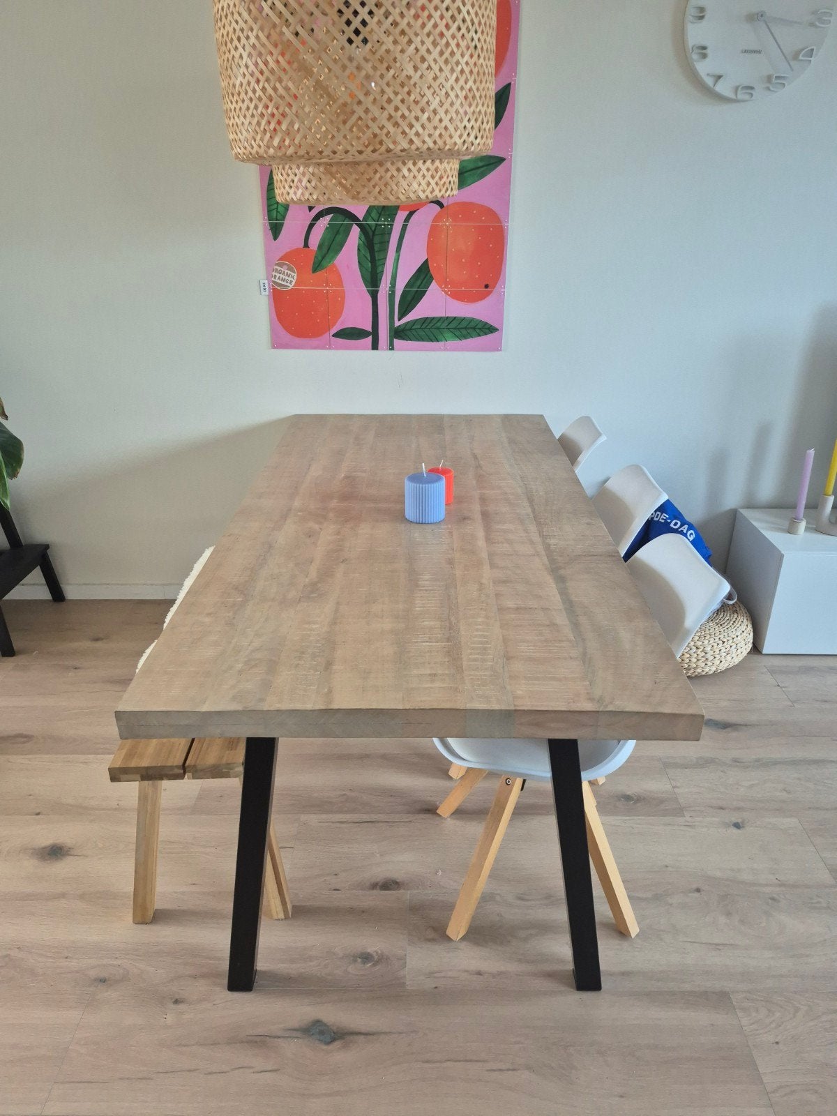Woood mango houten eettafel 180cm, Gebruikt, Vijf personen of meer, 150 tot 200 cm, Rechthoekig