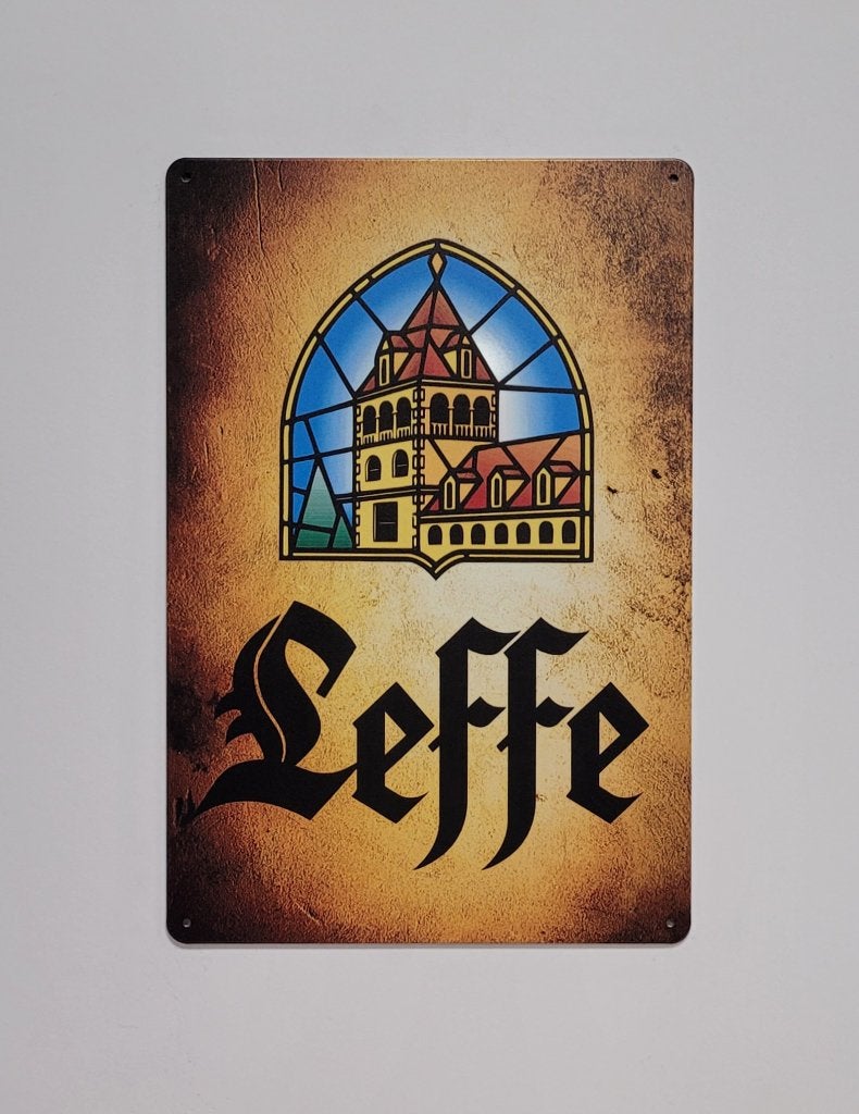 Leffe Bier old look reclamebord van metaal wandbord deco, Ophalen of Verzenden, Nieuw, Reclamebord, Plaat of Schild, Overige merken