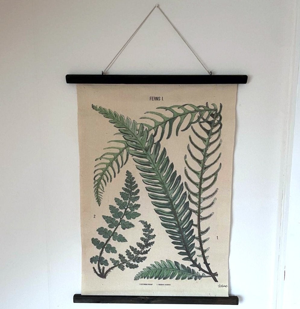 HK Living Vintage Botanische Wandhanger Varens - 55x75 cm, Huis en Inrichting, Woonaccessoires | Wanddecoraties, Wandhanger, Textiel