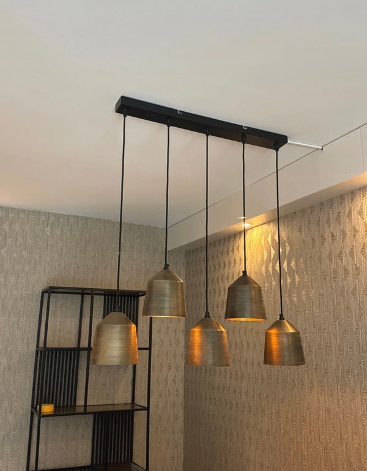 Light en Living Hanglamp - 5-lichts - Goudkleurig, Ophalen, Zo goed als nieuw, Metaal, E27 (groot)