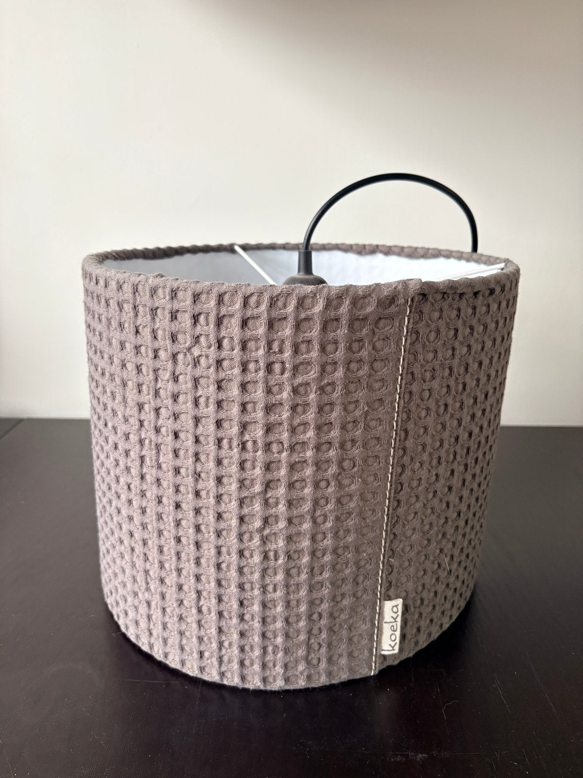 Koeka wafelstof lampenkap - Bruin/Taupe, Bruin, Rond, Zo goed als nieuw, Textiel