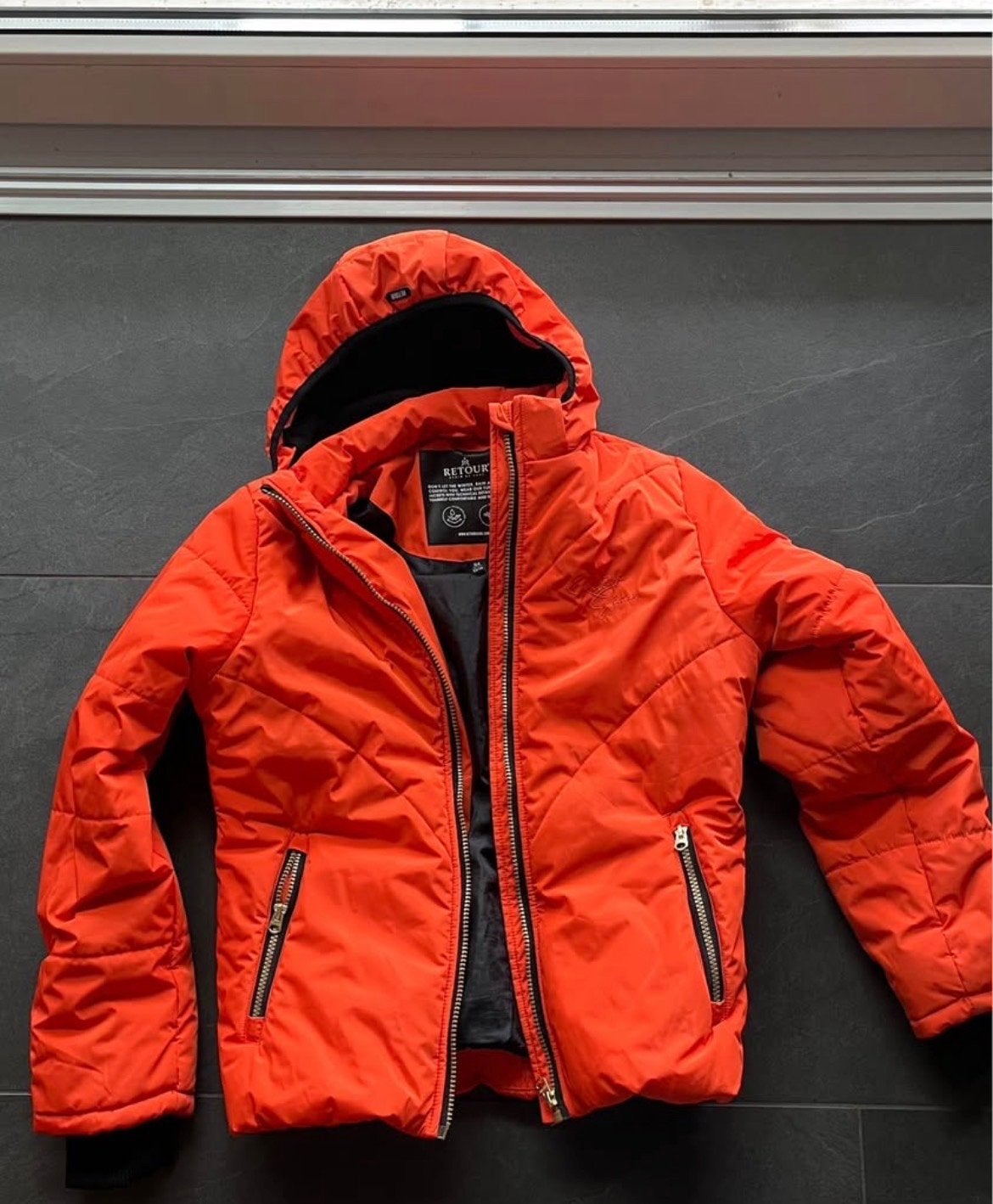 Mooie oranje Retour winterjas maat 158-164, Ophalen of Verzenden, Zo goed als nieuw, Meisje, Jas