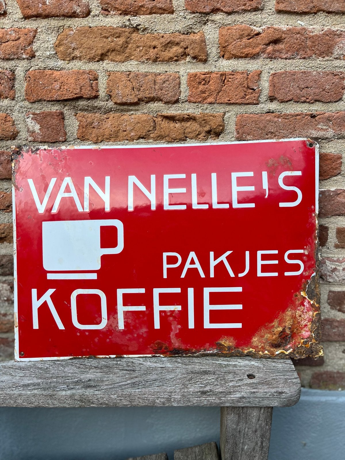 Vintage Van Nelle's Pakjes Koffie Emaille Reclame bord, Ophalen of Verzenden