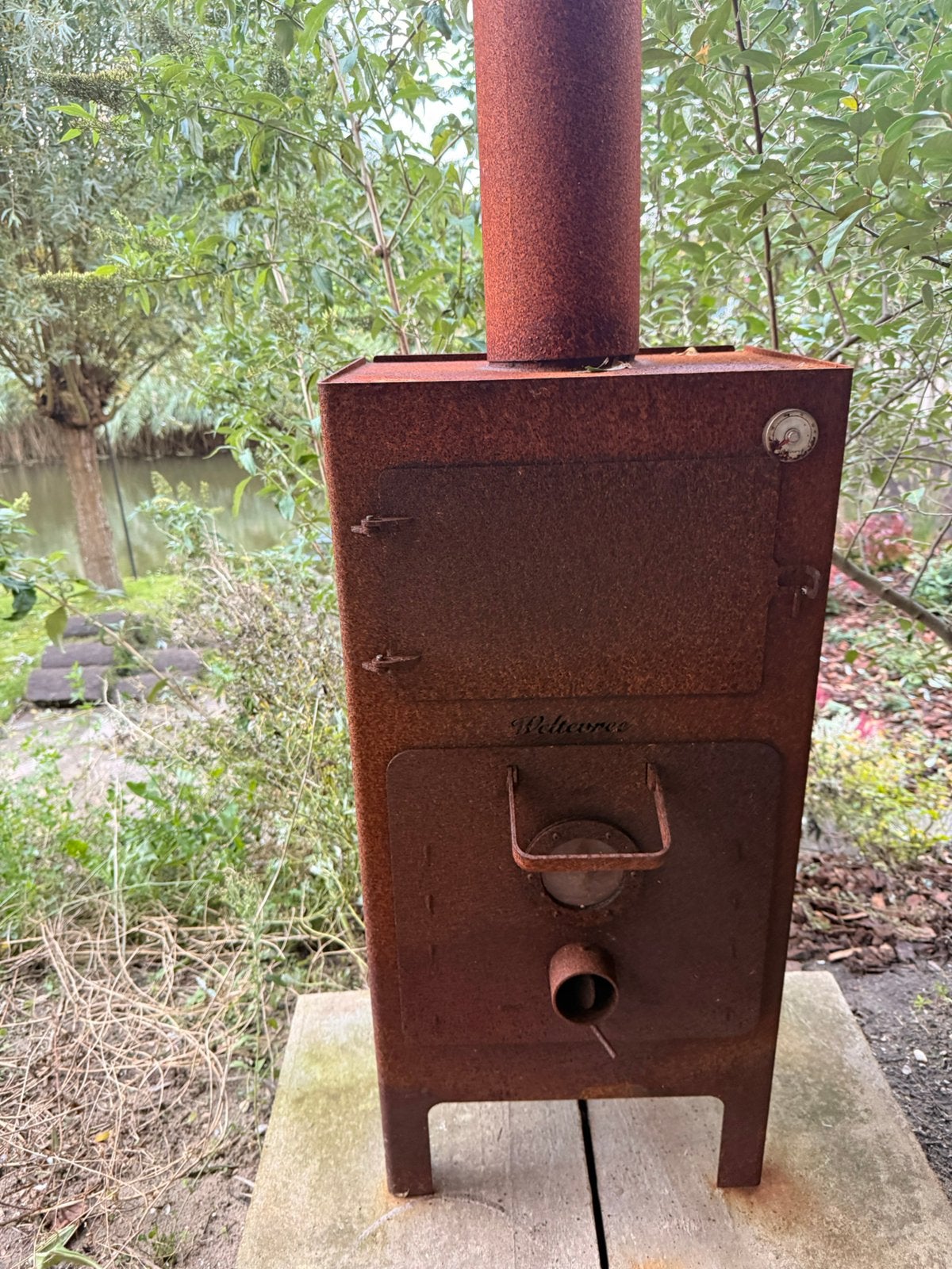Weltevree Outdooroven buitenhaard / houtoven met schoorsteen, Ophalen, Gebruikt
