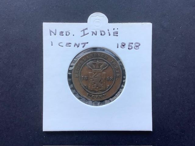 Nederlandsch Indië 1 cent 1858., Ophalen of Verzenden, Zuidoost-Azië, Losse munt