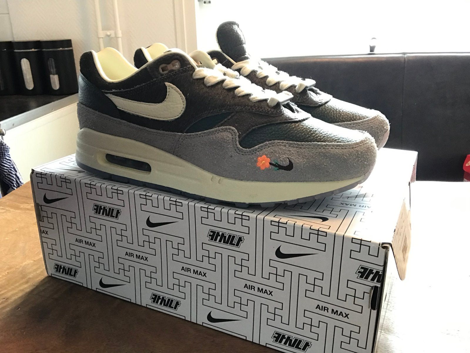 Nike air max 1 Kasina Won-ang Grey eu:44, Overige kleuren, Nieuw, Ophalen of Verzenden, Sneakers of Gympen