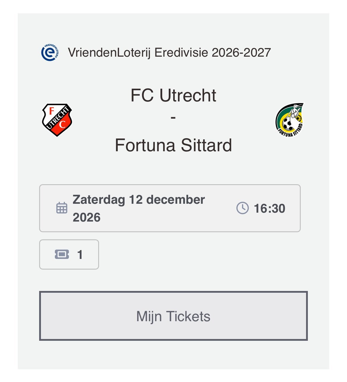 Fc utrecht fortuna sittard, Tickets en Kaartjes