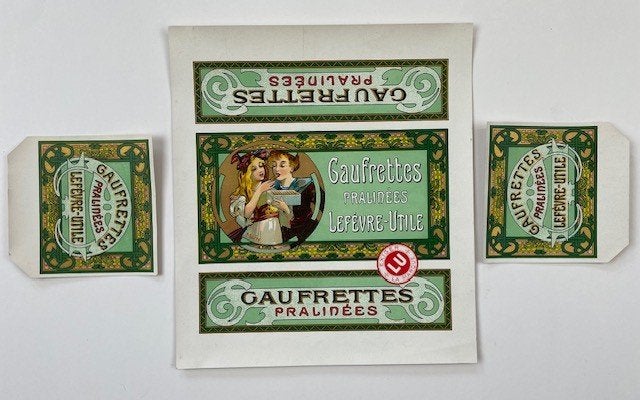 complete set kist etiketten voor koekjes LU Alphons Mucha, Verzamelen, Ophalen of Verzenden, Gebruikt, Verpakking