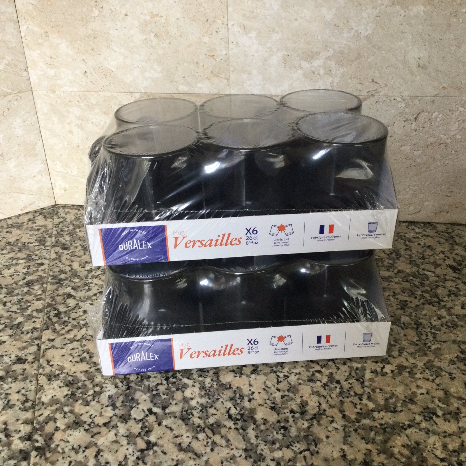 Nieuwe Duralex France theeglazen antraciet grijs, Glas of Glazen, Nieuw, Ophalen of Verzenden, Glas