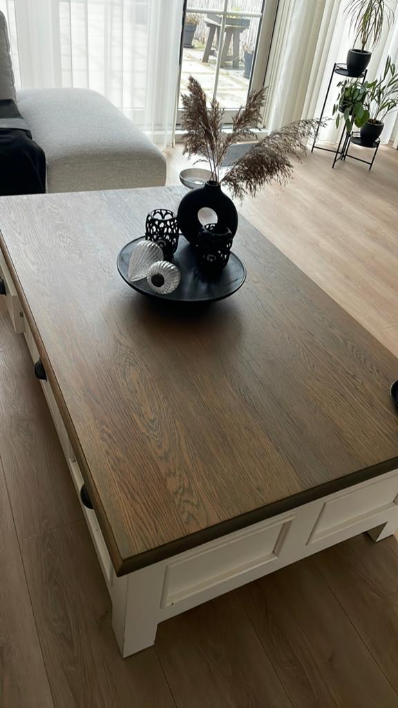 Salontafel (massief) hout met 3 lades (moet snel weg), Ophalen, Gebruikt, 100 tot 150 cm, 50 tot 100 cm