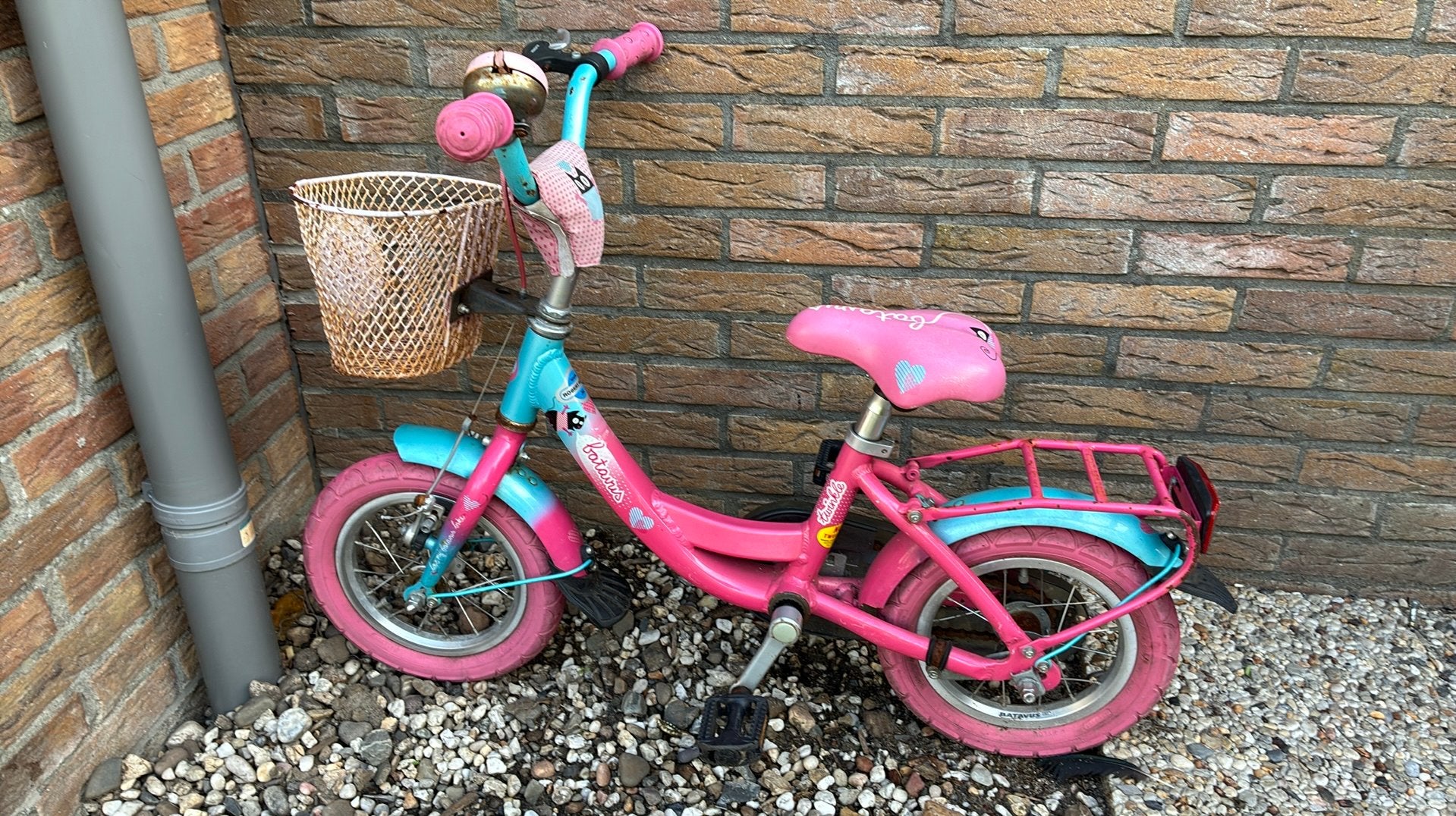 GRATIS - Roze kinderfiets 12 inch, Ophalen, Gebruikt, Terugtraprem, Minder dan 16 inch