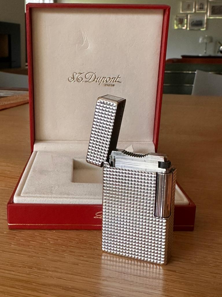 St. Dupont zilveren aansteker. Vintage., Ophalen of Verzenden, Gebruikt, Aansteker