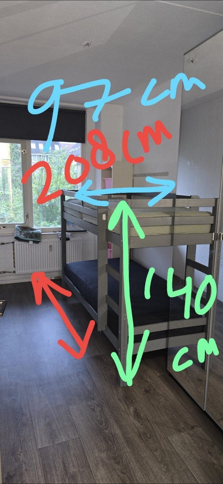 Grijs Stapelbed - Perfect voor Kinderkamer, Huis en Inrichting, Slaapkamer | Stapelbedden en Hoogslapers, Gebruikt, Eenpersoons