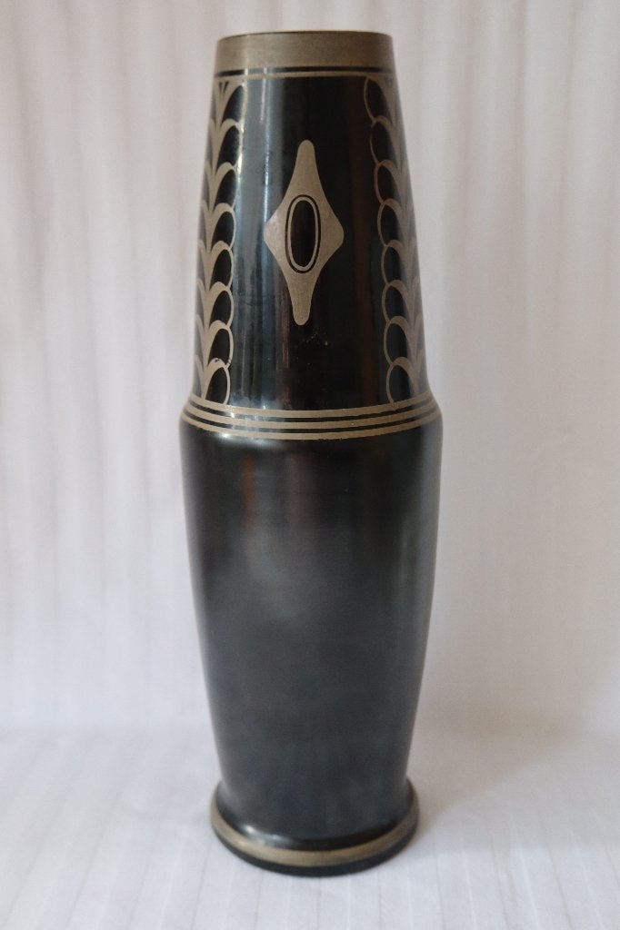 Antieke Art Deco vaas W. Kralik hyaliet zilver glas c 1920, Antiek en Kunst, Ophalen of Verzenden