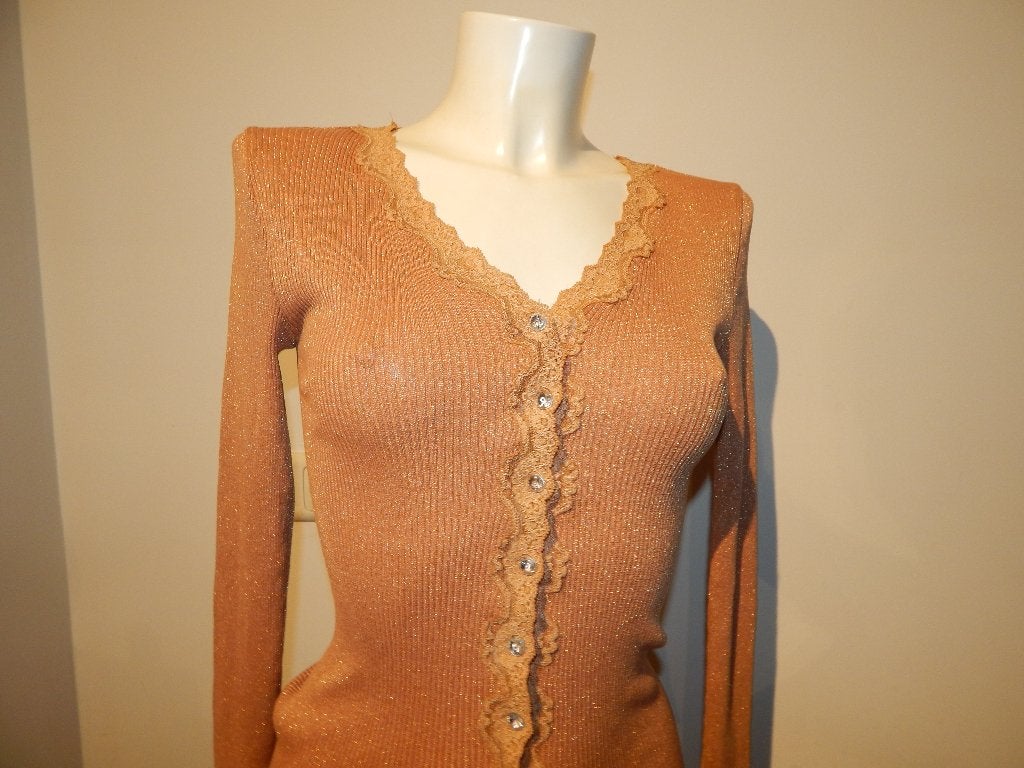 Rosemunde prachtig glinster vestje kant knoopjes sier M, Maat 38/40 (M), Verzenden, Oranje, Zo goed als nieuw