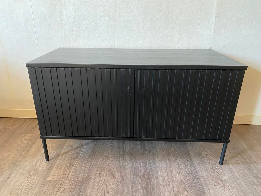 Tv meubel woood gravure zwart 100cm, Huis en Inrichting, Kasten | Televisiemeubels, Ophalen, 100 tot 150 cm, Zo goed als nieuw
