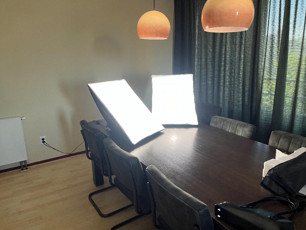 Bresser Lichtset (2x Softbox + Spaarlampen) - Starterset, Ophalen of Verzenden, Zo goed als nieuw, Lamp of Flitsset