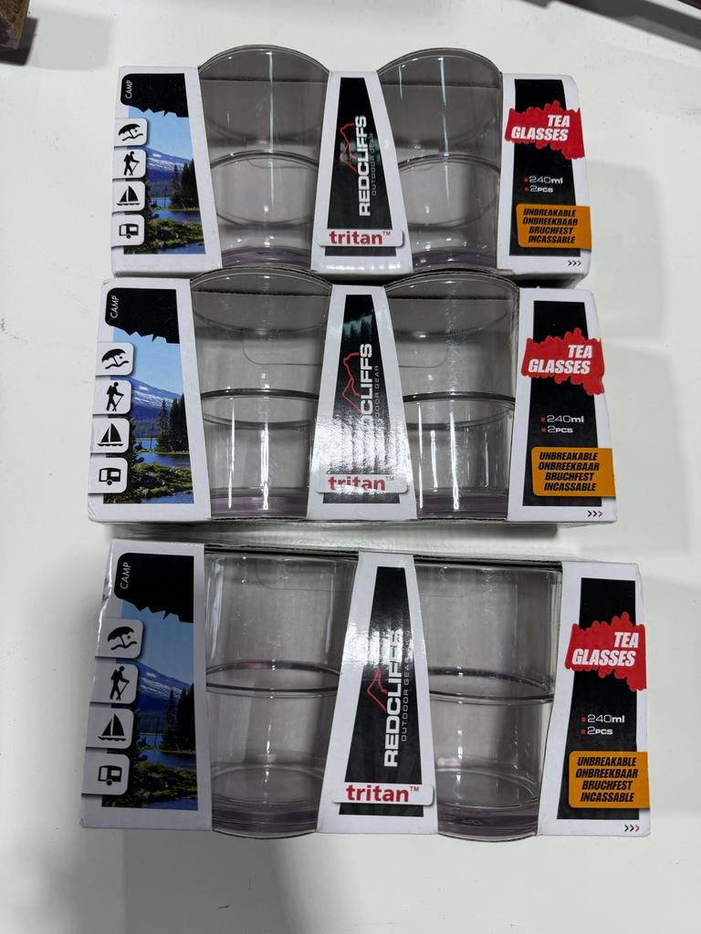 Redcliffs Tritan theeglazen 240ml - 3x 2 stuks, Ophalen of Verzenden, Nieuw