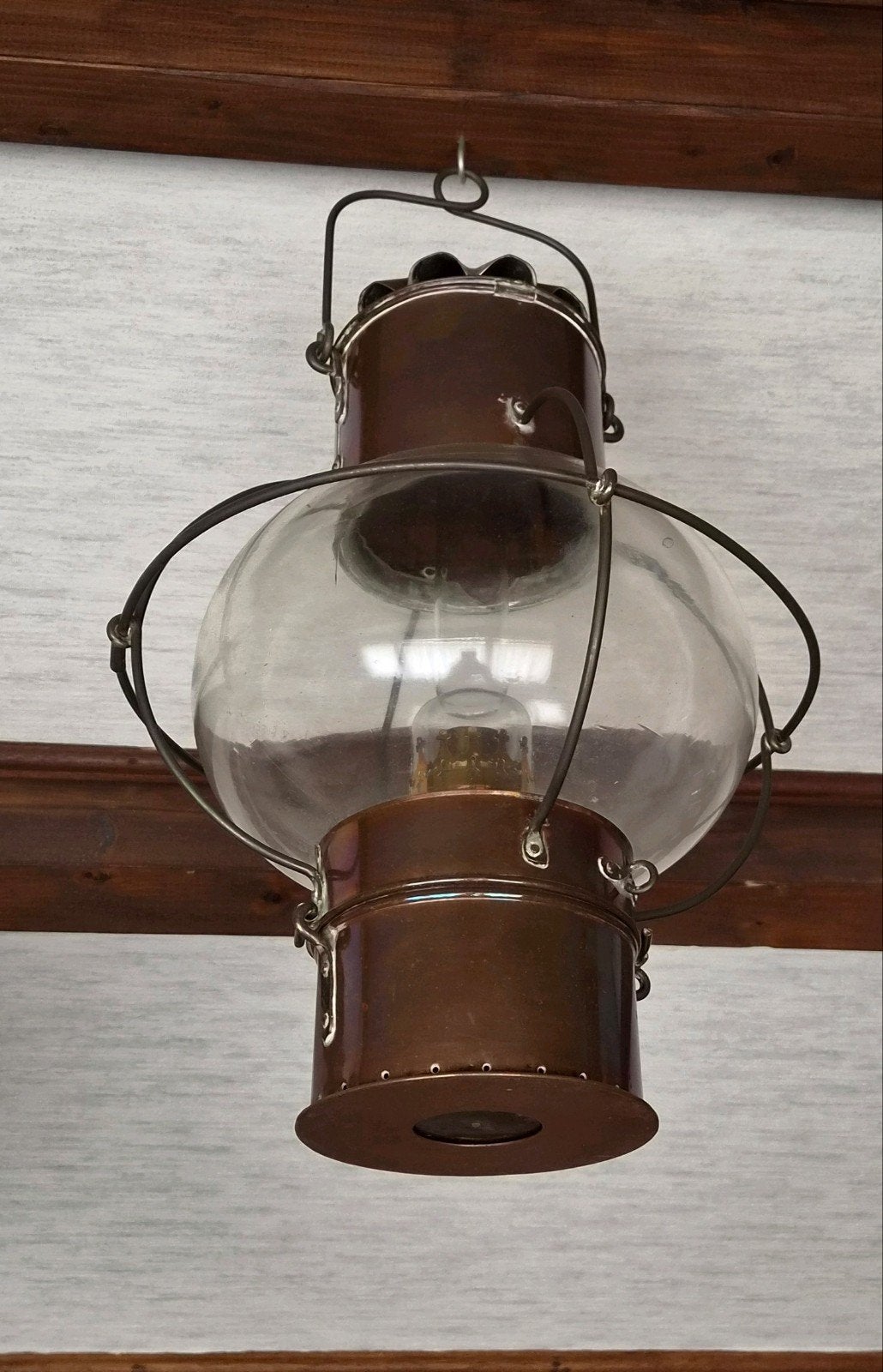 Antieke koperen scheepslamp/hanglamp, Ophalen of Verzenden